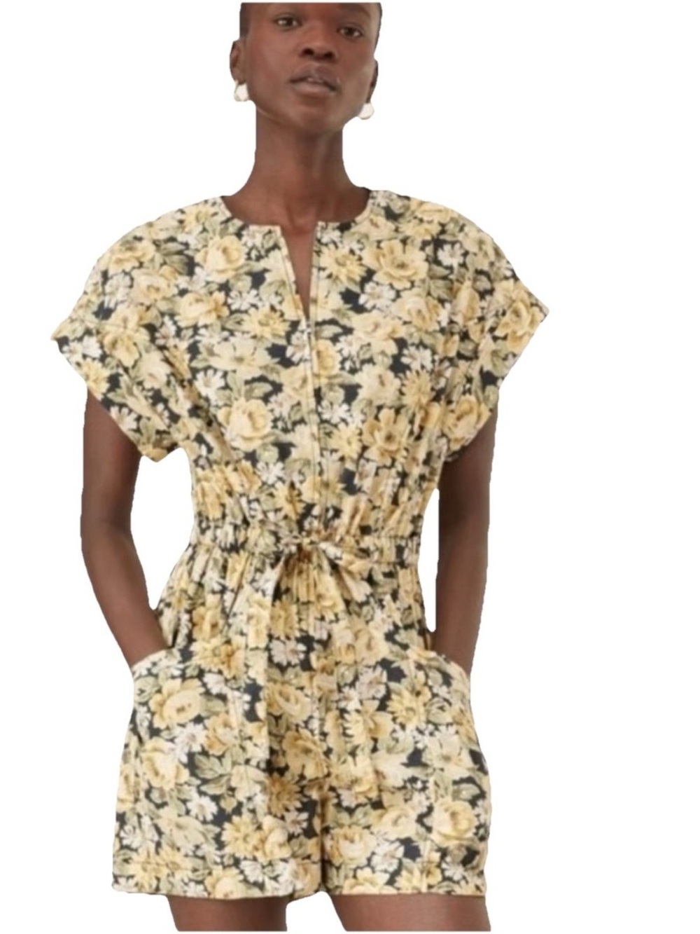 La Vie Rebecca Taylor Serena Fleur Yellow Cotton Romper